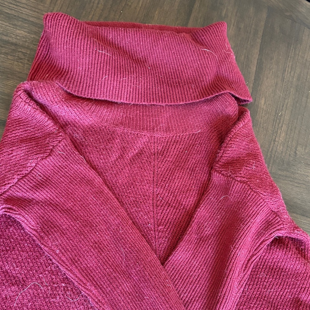 Lulu's Deep Red Cowl Neck Sweater